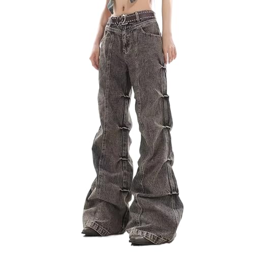 Womens Flare Jeans Retro Stretchy Bell Bottom Pants Vintage Wash